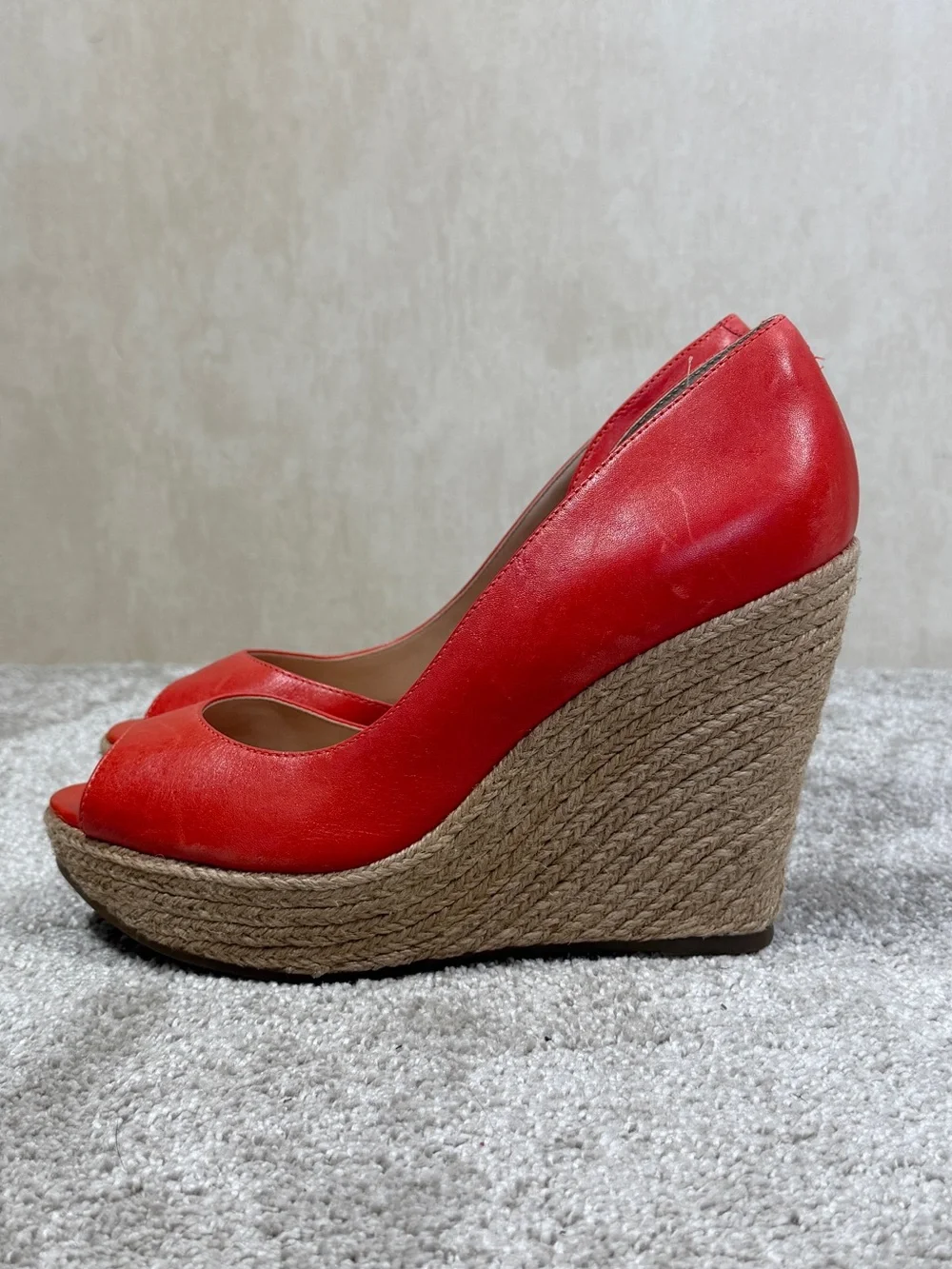 Schutz Women’s Wedges Heels Shoes Peep Toe in Orange 9